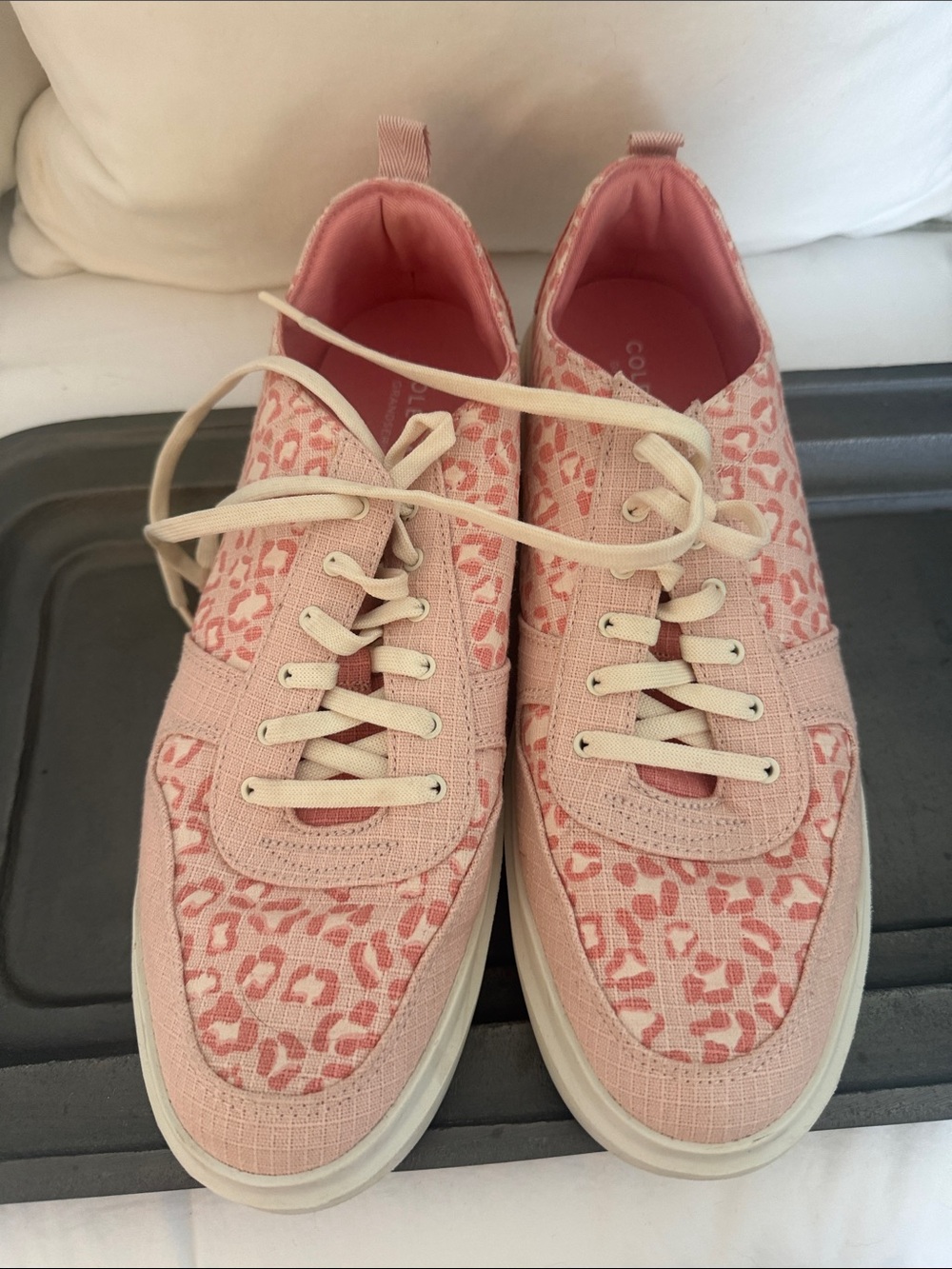 Cole Haan Pink Leopard-Print Low-Top Sneakers with Cream Laces